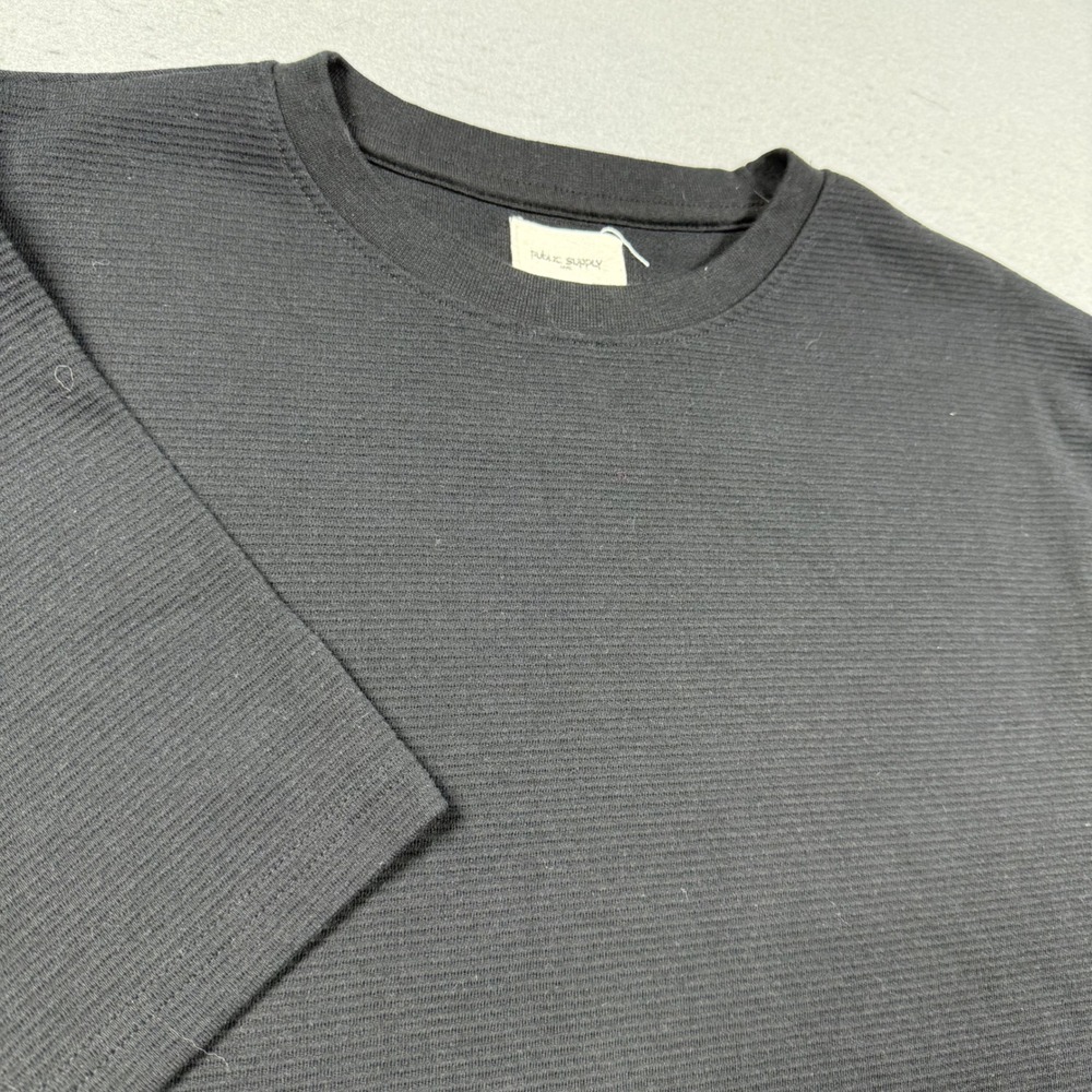 Public Supply‎ NYC Mens Black Ribbed Cotton Short Sleeve T-Shirt Size 2X